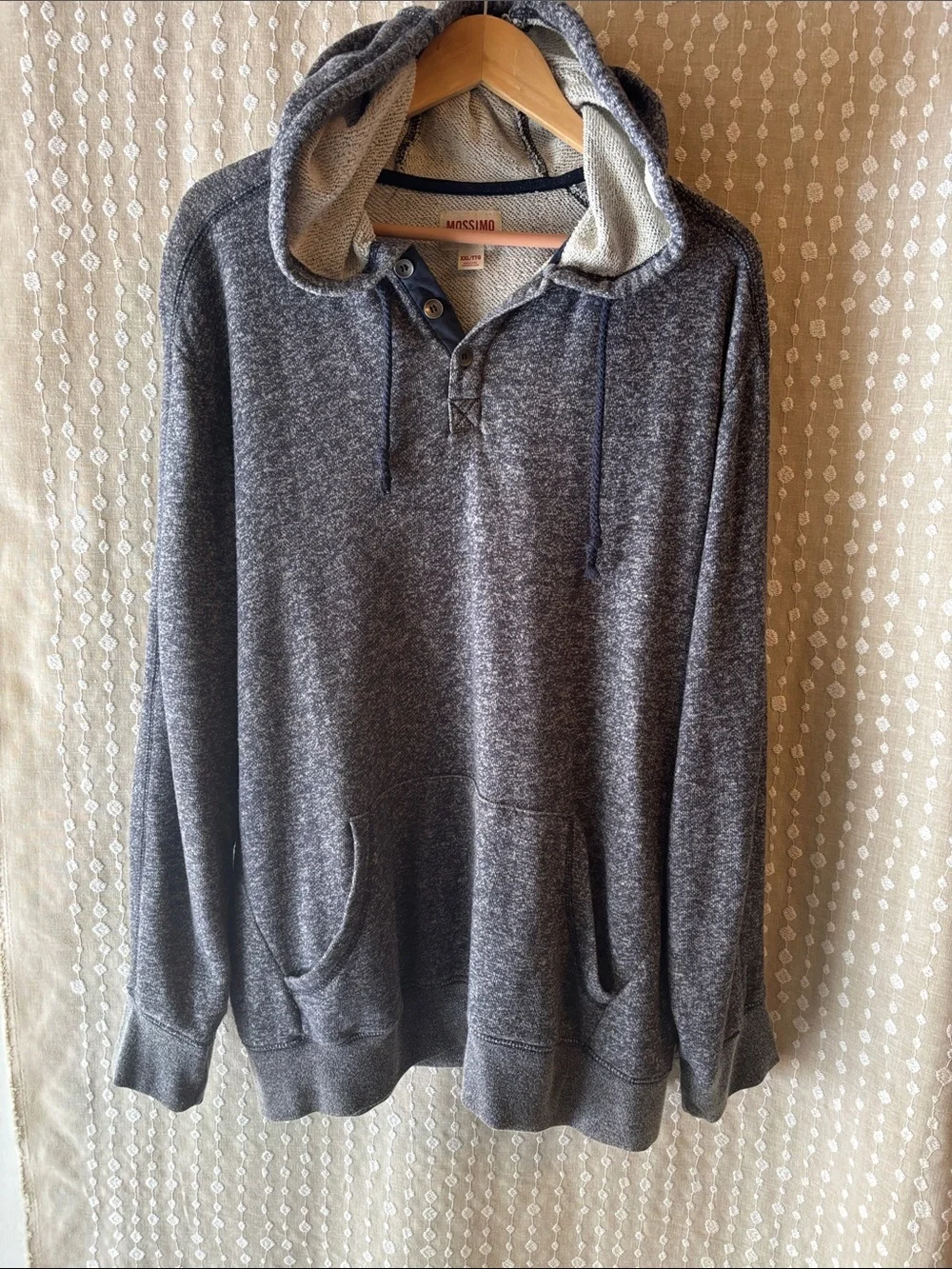 Mossimo Heather Navy Pullover Hoodie - Picture 3 of 5